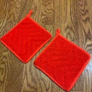 Potholders Vintage Orange Vibrant Set 2 Hanging MCM NOS